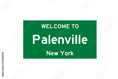 Palenville, New York, USA. City limit sign on transparent background.  photo