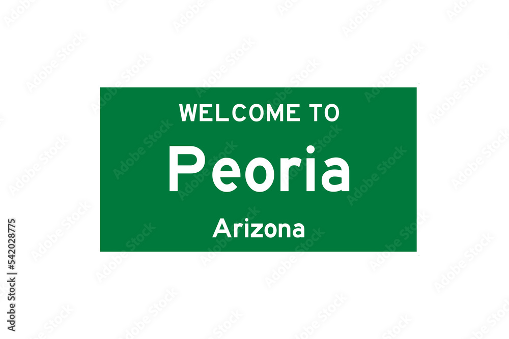 Peoria, Arizona, USA. City limit sign on transparent background. Peoria, Arizona, USA. City limit sign on transparent background.