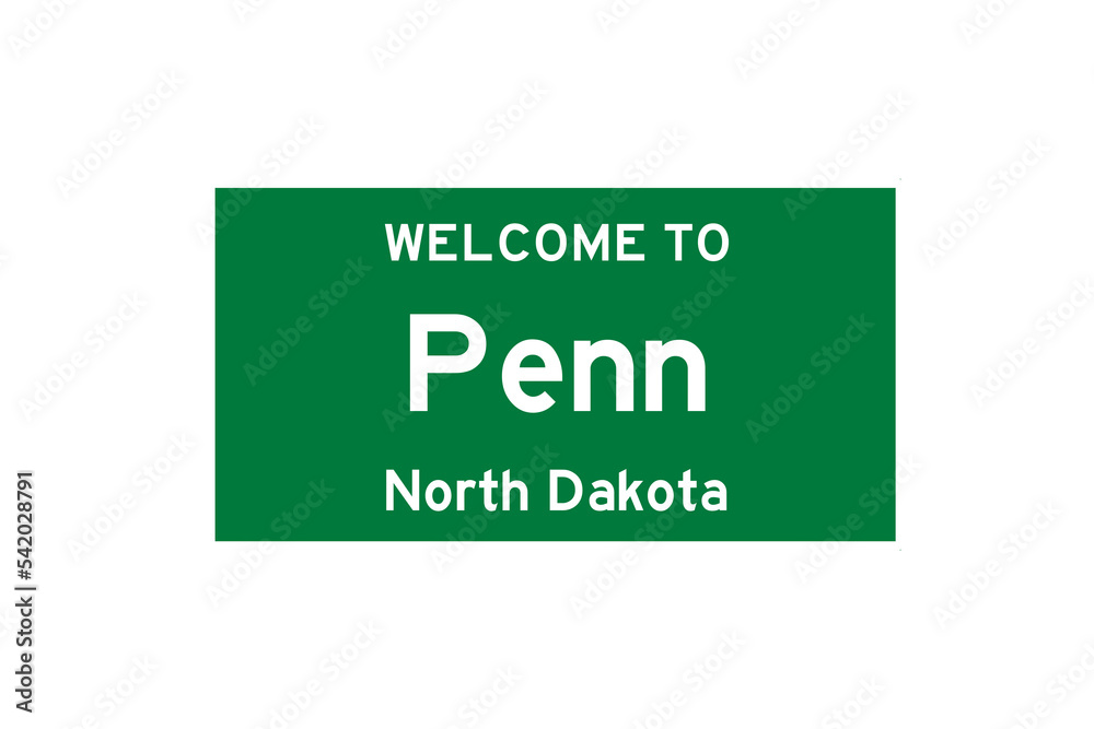 Penn, North Dakota, USA. City limit sign on transparent background. Penn, North Dakota, USA. City limit sign on transparent background.