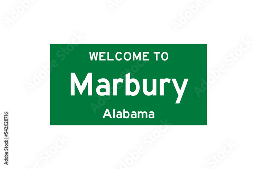 Marbury, Alabama, USA. City limit sign on transparent background.  photo