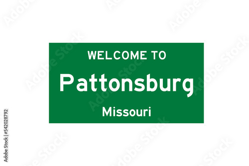 Pattonsburg, Missouri, USA. City limit sign on transparent background.  photo