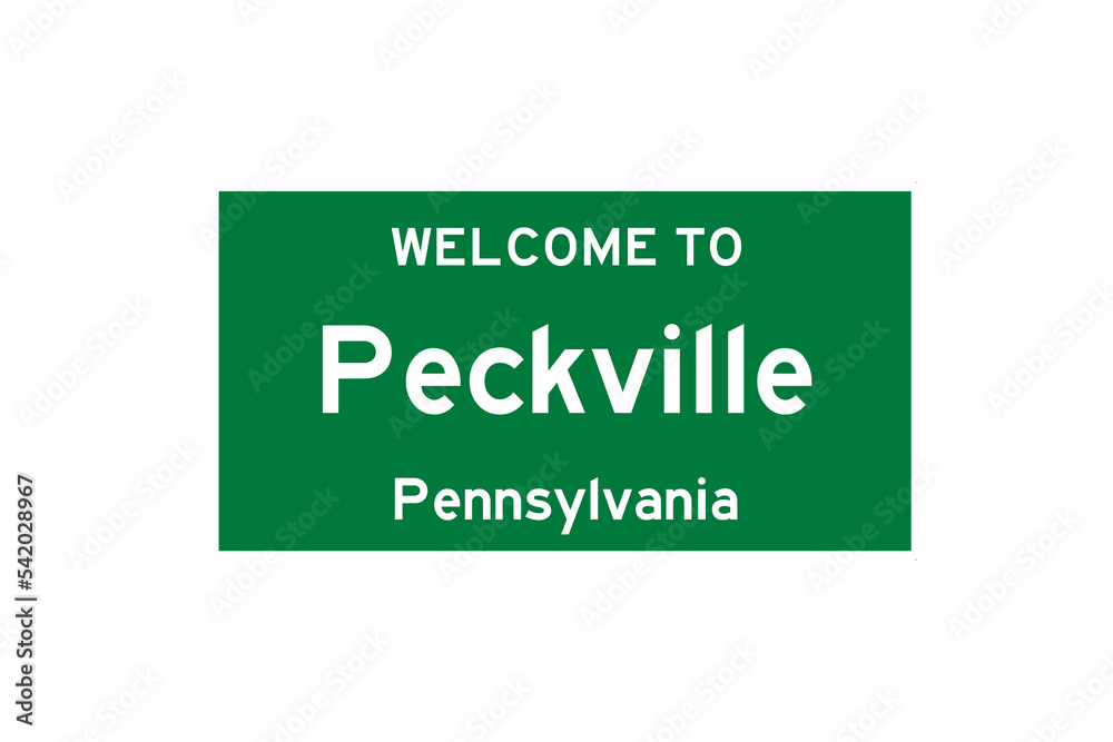 Peckville, Pennsylvania, USA. City limit sign on transparent background. 