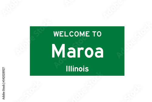 Maroa, Illinois, USA. City limit sign on transparent background.  photo