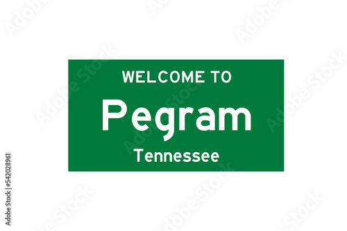 Pegram, Tennessee, USA. City limit sign on transparent background.  photo