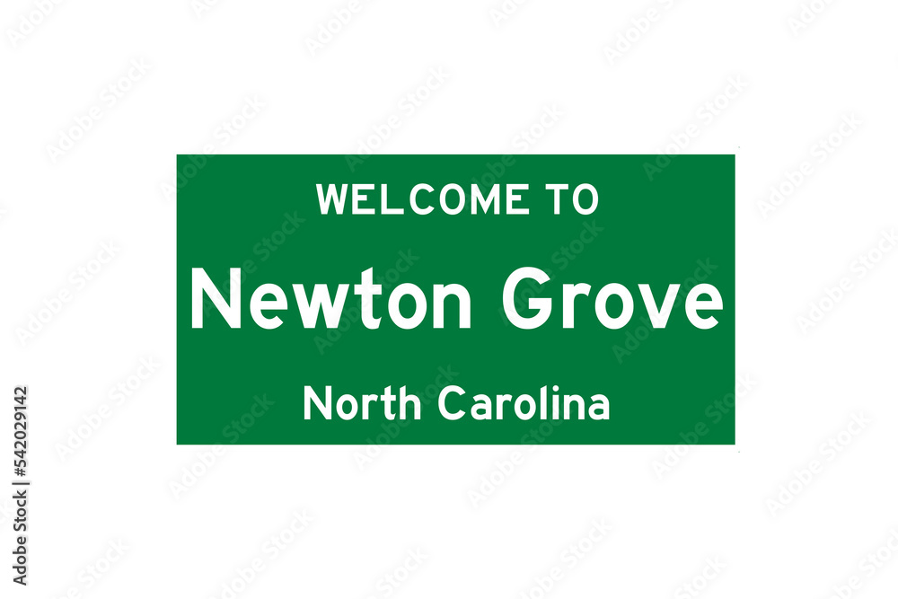 Newton Grove, North Carolina, USA. City limit sign on transparent background. 