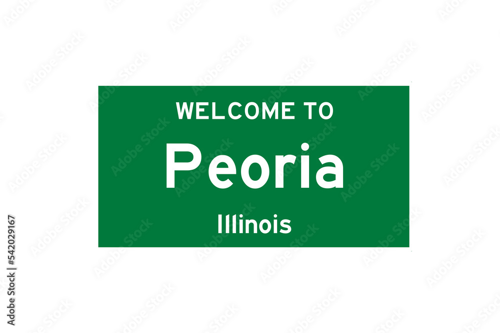 Peoria, Illinois, USA. City limit sign on transparent background. Peoria, Illinois, USA. City limit sign on transparent background.
