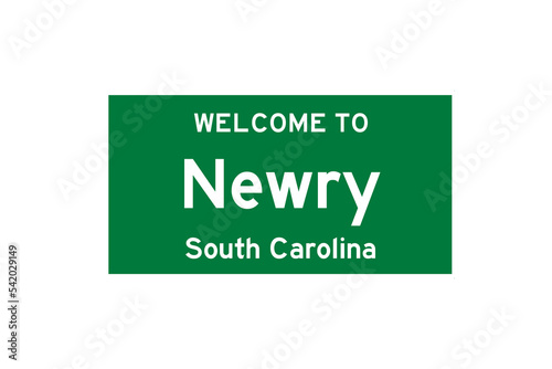 Newry, South Carolina, USA. City limit sign on transparent background.  photo