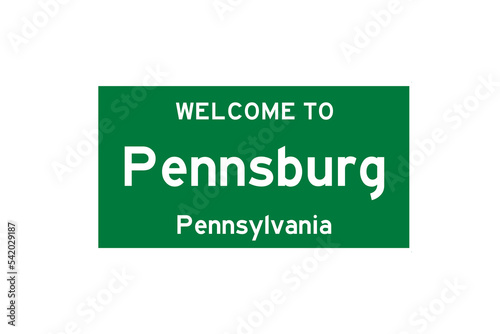 Pennsburg, Pennsylvania, USA. City limit sign on transparent background.  photo
