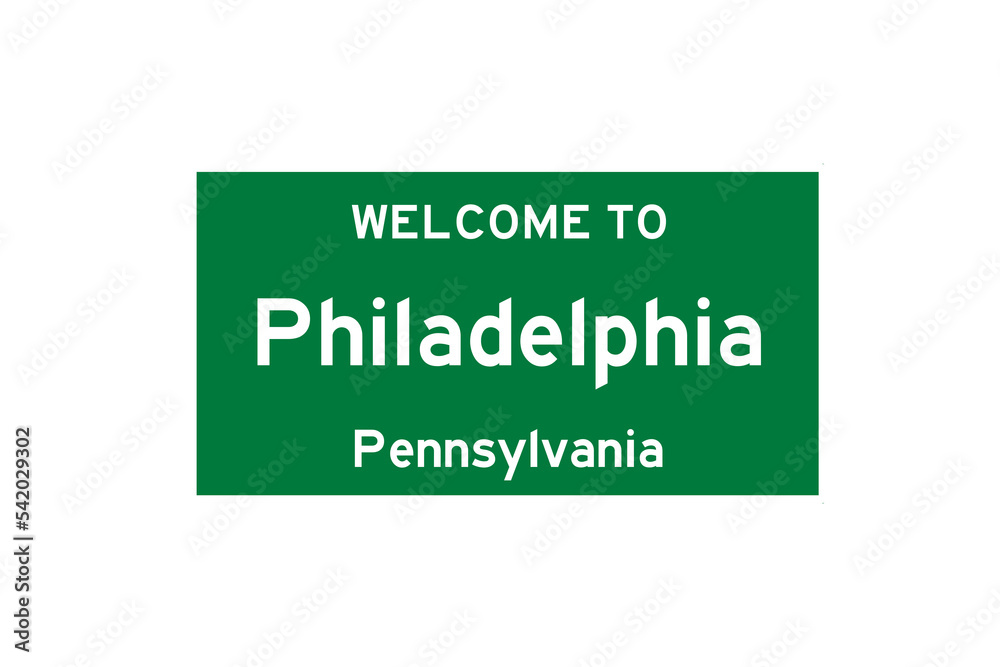 Philadelphia, Pennsylvania, USA. City limit sign on transparent background. 