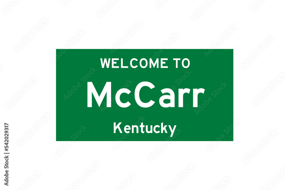McCarr, Kentucky, USA. City limit sign on transparent background. McCarr, Kentucky, USA. City limit sign on transparent background.