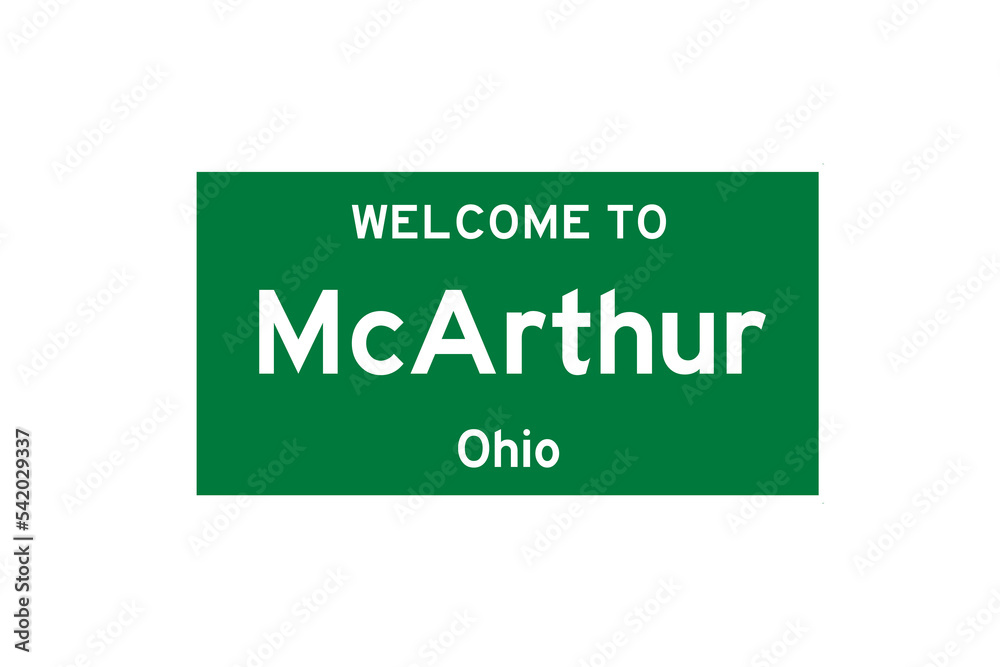 McArthur, Ohio, USA. City limit sign on transparent background. McArthur, Ohio, USA. City limit sign on transparent background.