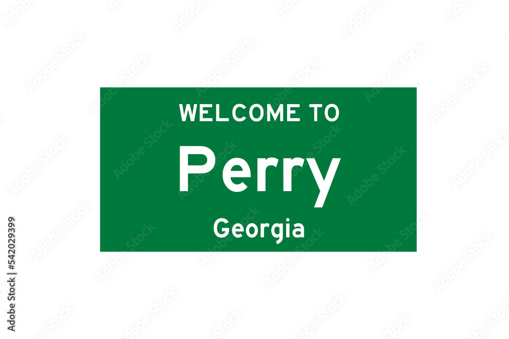 Perry, Georgia, USA. City limit sign on transparent background. Perry, Georgia, USA. City limit sign on transparent background.