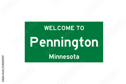 Pennington, Minnesota, USA. City limit sign on transparent background.  photo