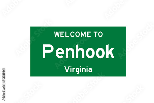 Penhook, Virginia, USA. City limit sign on transparent background.  photo