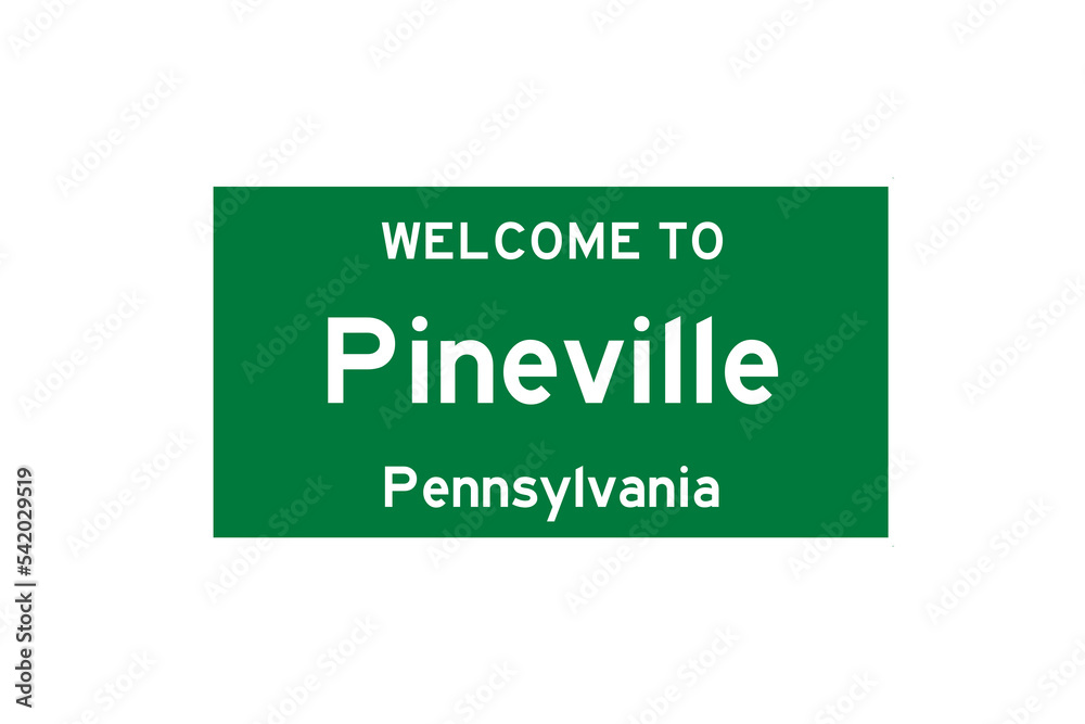 Pineville, Pennsylvania, USA. City limit sign on transparent background. Pineville, Pennsylvania, USA. City limit sign on transparent background.