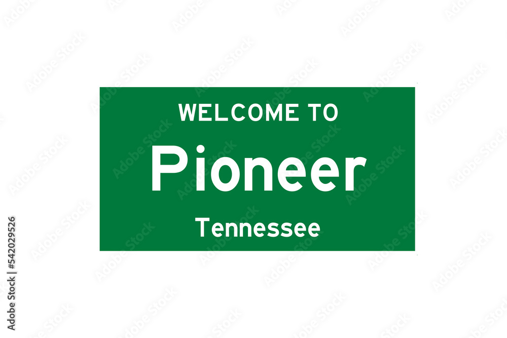 Pioneer, Tennessee, USA. City limit sign on transparent background. Pioneer, Tennessee, USA. City limit sign on transparent background.