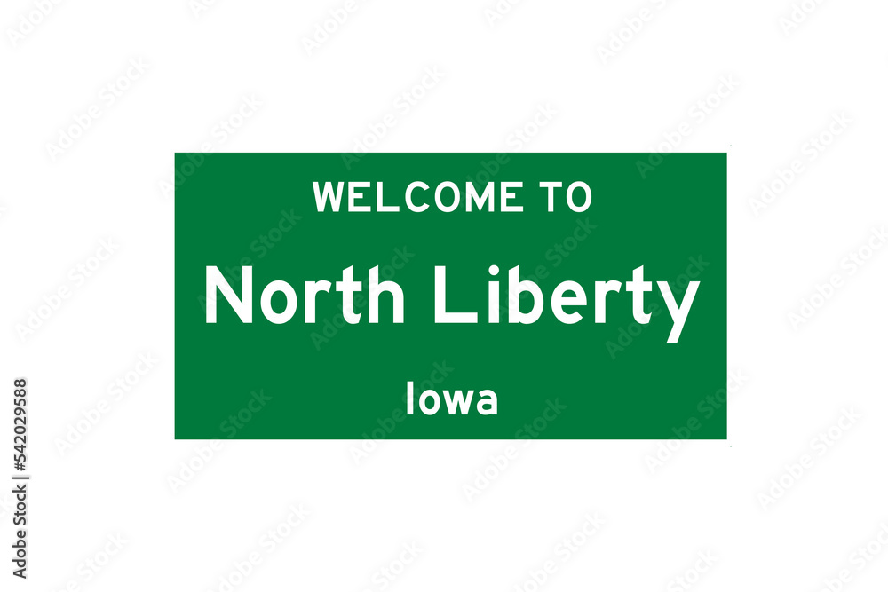 North Liberty, Iowa, USA. City limit sign on transparent background. North Liberty, Iowa, USA. City limit sign on transparent background.