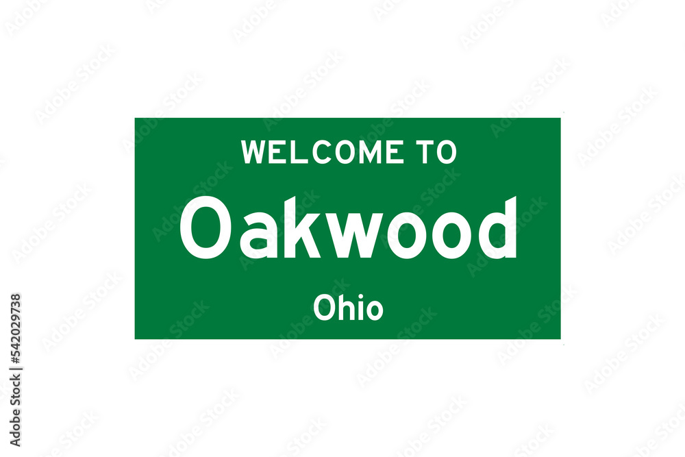 Oakwood, Ohio, USA. City limit sign on transparent background. Oakwood, Ohio, USA. City limit sign on transparent background.