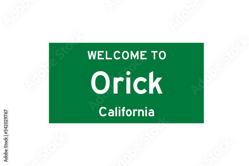 Orick, California, USA. City limit sign on transparent background.  photo