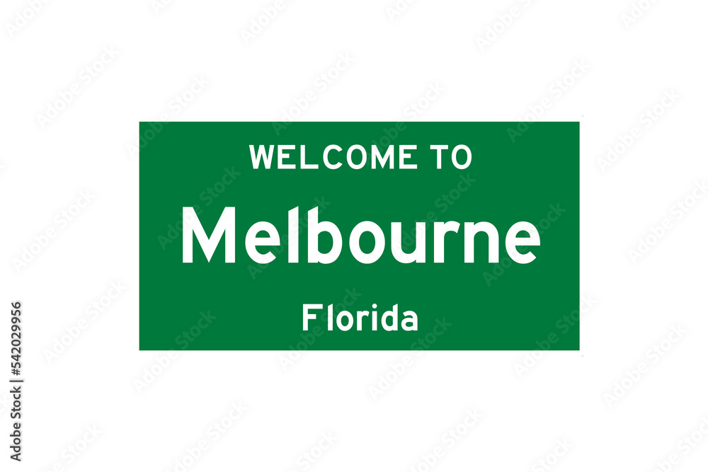 Melbourne, Florida, USA. City limit sign on transparent background. Melbourne, Florida, USA. City limit sign on transparent background.