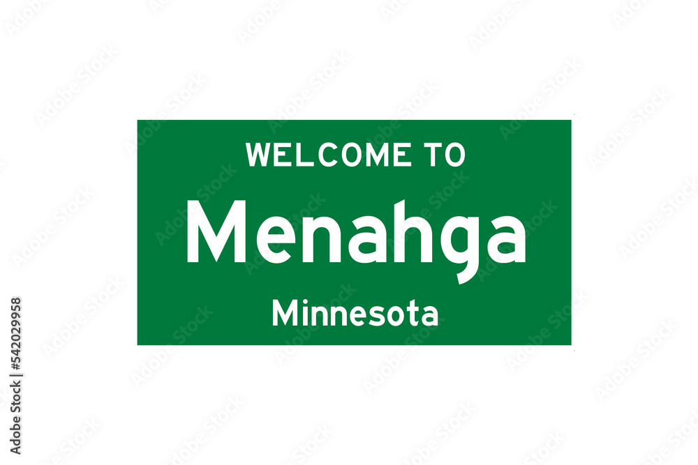 Menahga, Minnesota, USA. City limit sign on transparent background. Menahga, Minnesota, USA. City limit sign on transparent background.