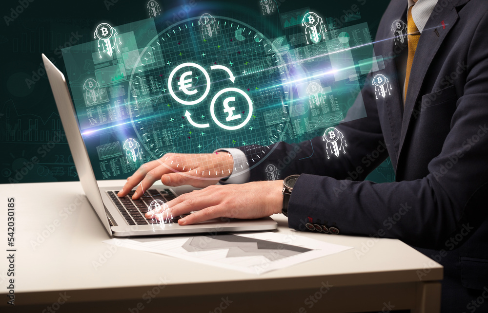 business hand working in stock market business hand working in stock market