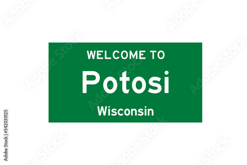 Potosi, Wisconsin, USA. City limit sign on transparent background.  photo