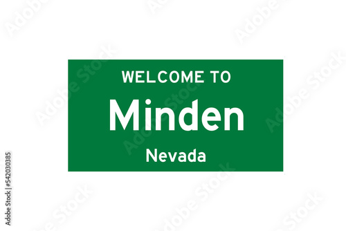 Minden, Nevada, USA. City limit sign on transparent background. 