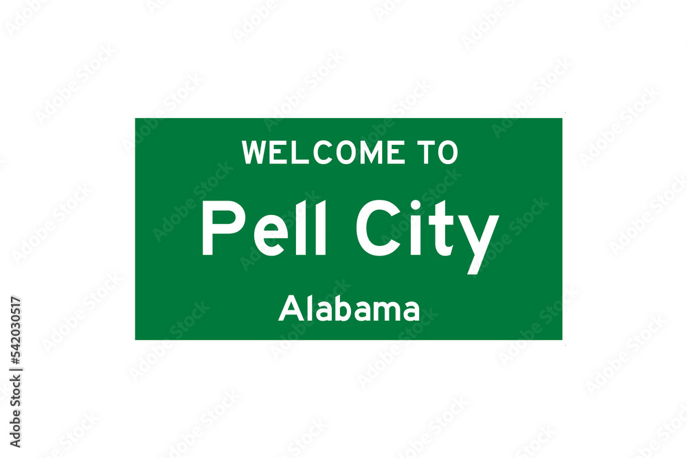 Pell City, Alabama, USA. City limit sign on transparent background. Pell City, Alabama, USA. City limit sign on transparent background.
