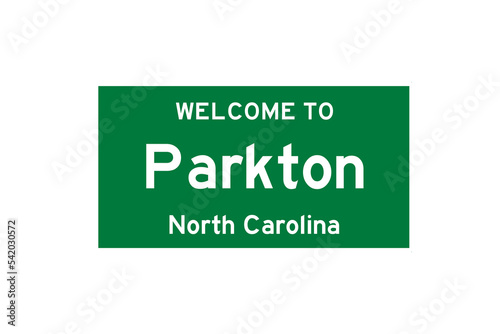 Parkton, North Carolina, USA. City limit sign on transparent background.  photo