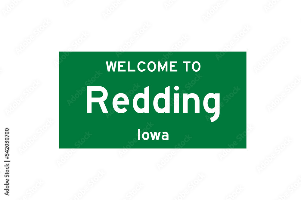 Redding, Iowa, USA. City limit sign on transparent background. Redding, Iowa, USA. City limit sign on transparent background.