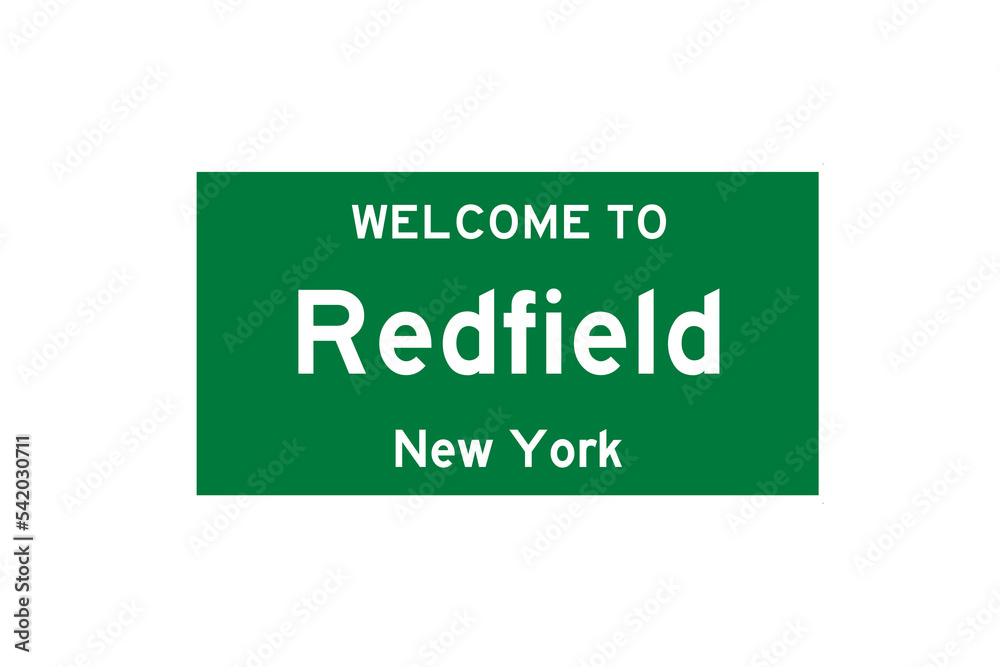 Redfield, New York, USA. City limit sign on transparent background. Redfield, New York, USA. City limit sign on transparent background.