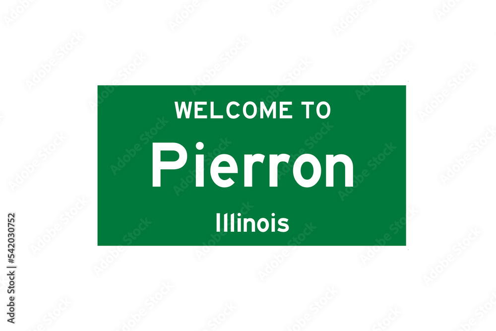 Pierron, Illinois, USA. City limit sign on transparent background. Pierron, Illinois, USA. City limit sign on transparent background.