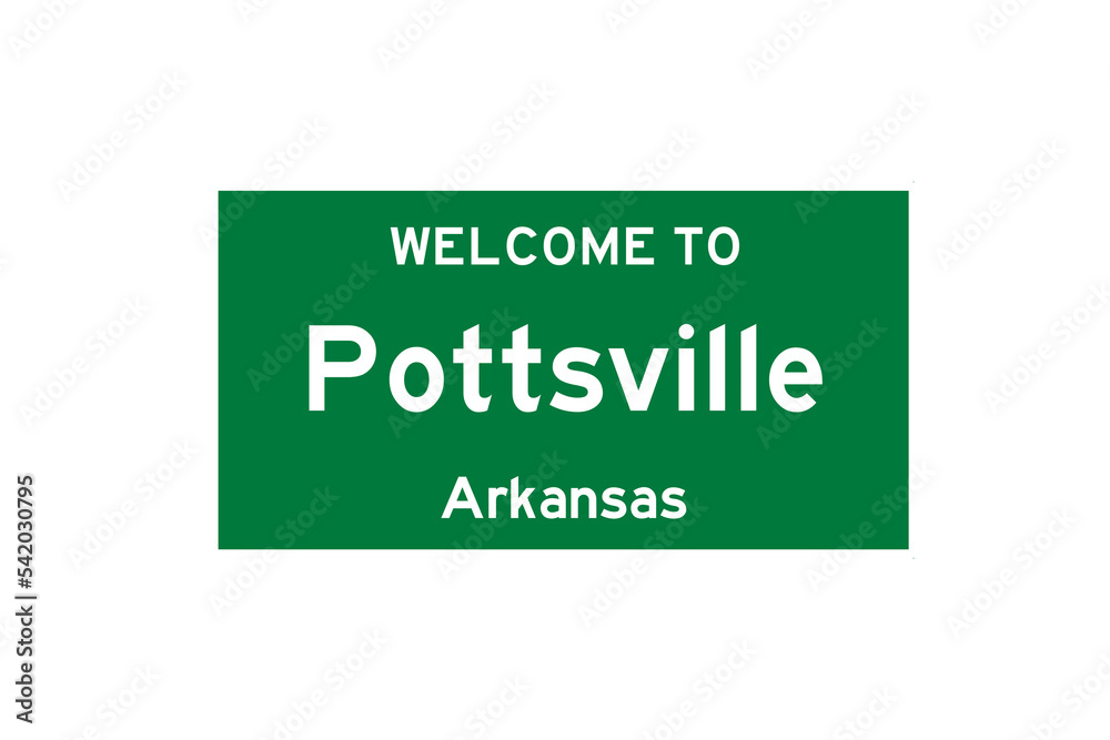 Pottsville, Arkansas, USA. City limit sign on transparent background. Pottsville, Arkansas, USA. City limit sign on transparent background.