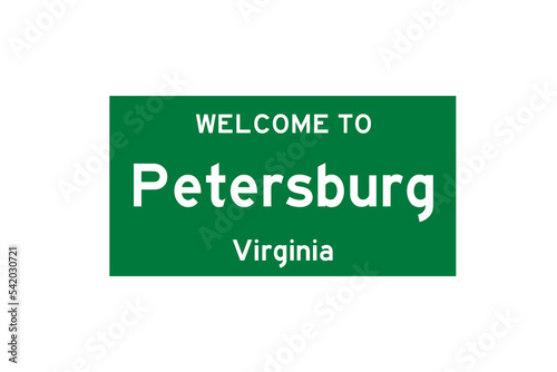 Petersburg, Virginia, USA. City limit sign on transparent background.  photo