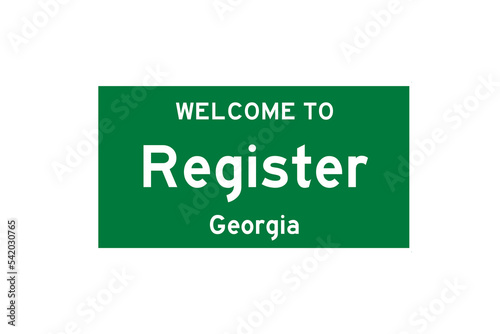 Register, Georgia, USA. City limit sign on transparent background.  photo
