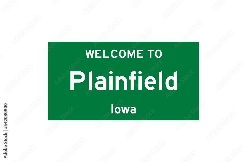 Plainfield, Iowa, USA. City limit sign on transparent background. Plainfield, Iowa, USA. City limit sign on transparent background.