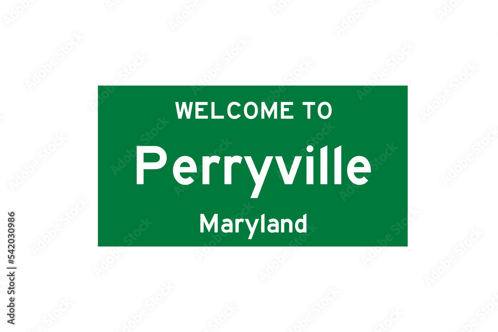 Perryville, Maryland, USA. City limit sign on transparent background. Perryville, Maryland, USA. City limit sign on transparent background.