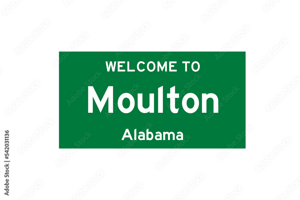 Moulton, Alabama, USA. City limit sign on transparent background. Moulton, Alabama, USA. City limit sign on transparent background.