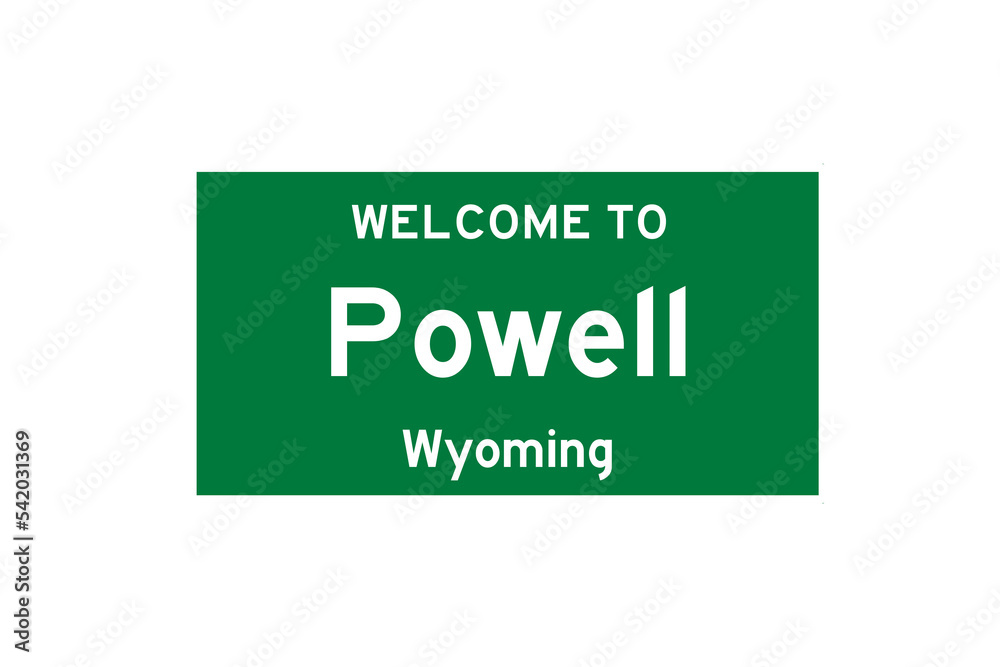 Powell, Wyoming, USA. City limit sign on transparent background. Powell, Wyoming, USA. City limit sign on transparent background.