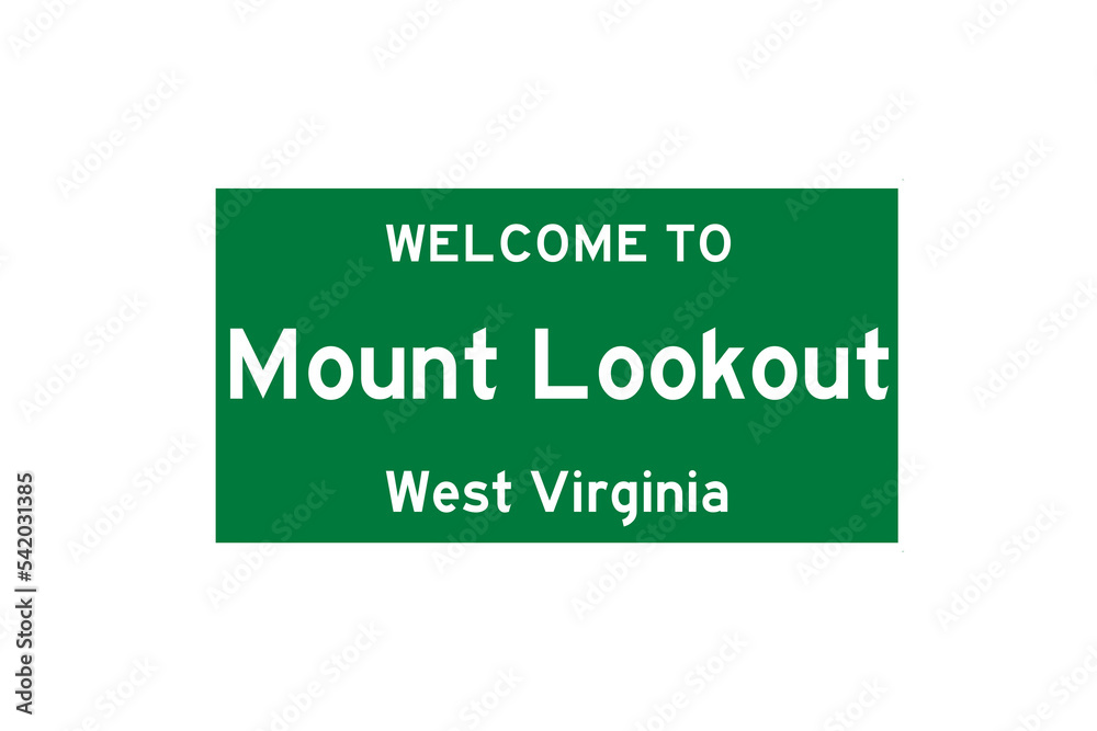 Mount Lookout, West Virginia, USA. City limit sign on transparent background. 