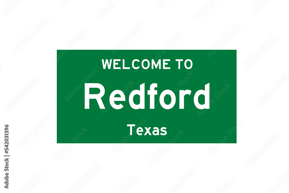 Redford, Texas, USA. City limit sign on transparent background. Redford, Texas, USA. City limit sign on transparent background.