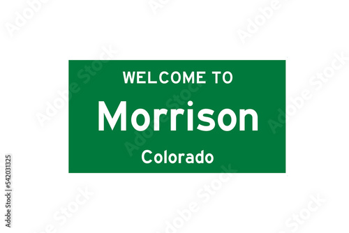 Morrison, Colorado, USA. City limit sign on transparent background.  photo