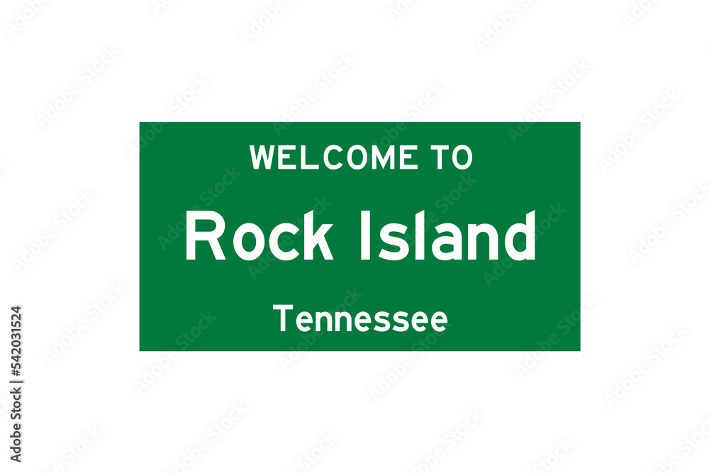 Rock Island, Tennessee, USA. City limit sign on transparent background. Rock Island, Tennessee, USA. City limit sign on transparent background.