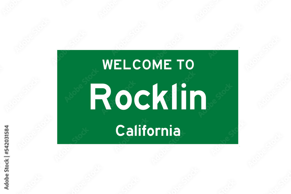 Rocklin, California, USA. City limit sign on transparent background. Rocklin, California, USA. City limit sign on transparent background.