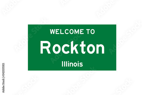 Obraz na płótnie Rockton, Illinois, USA. City limit sign on transparent background. w salonie