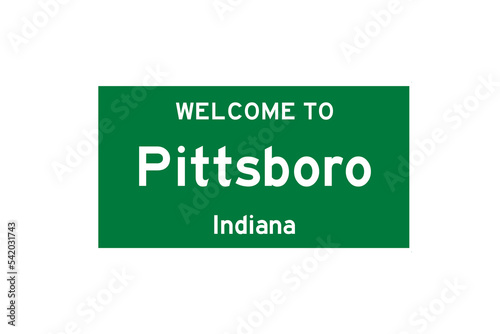 Pittsboro, Indiana, USA. City limit sign on transparent background.  photo