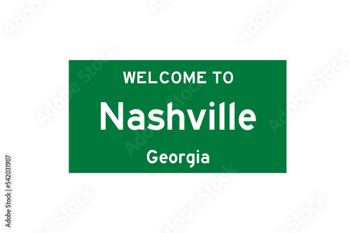 Nashville, Georgia, USA. City limit sign on transparent background.  photo