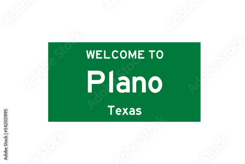 Plano, Texas, USA. City limit sign on transparent background. 