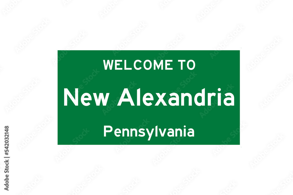 New Alexandria, Pennsylvania, USA. City limit sign on transparent background. New Alexandria, Pennsylvania, USA. City limit sign on transparent background.